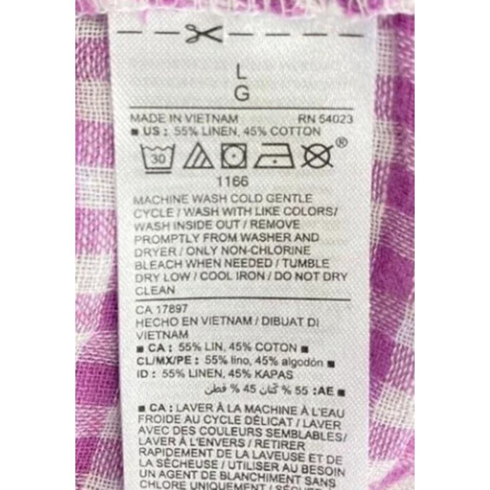 Old Navy XL Gingham Top Linen Purple Flutter Sleeve Coquette Cottage Summer Soft - Picture 7 of 7